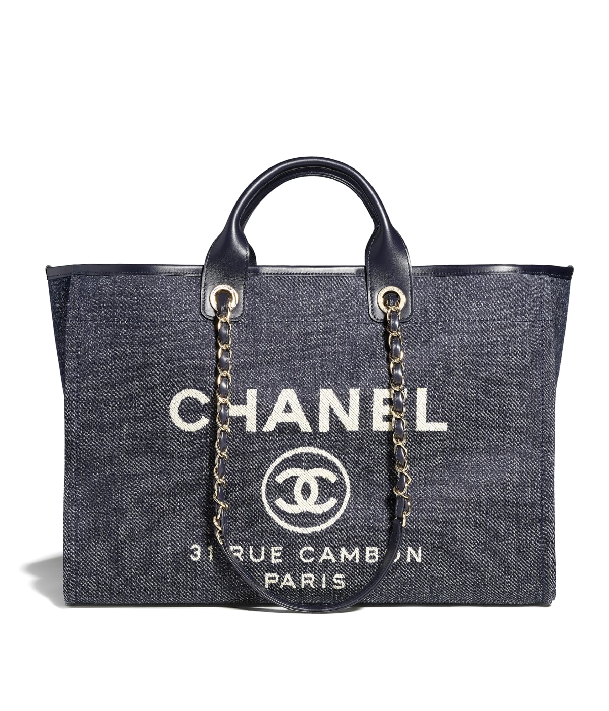 Maxi Shopping Bag Denim & Gold-Tone Metal – CB008