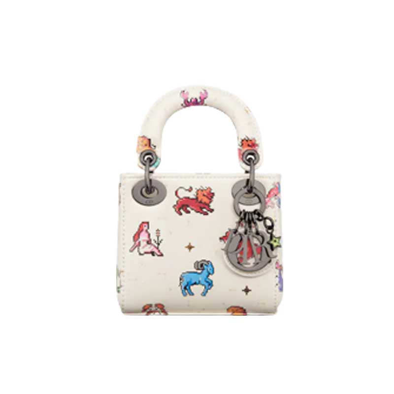 Micro Lady Dior bag Latte Multicolor Zodiac – DB024