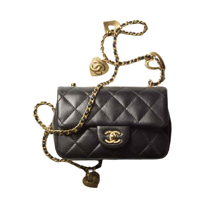 Mini Flap Bag Lambskin & Gold-Tone Metal Black – CB004