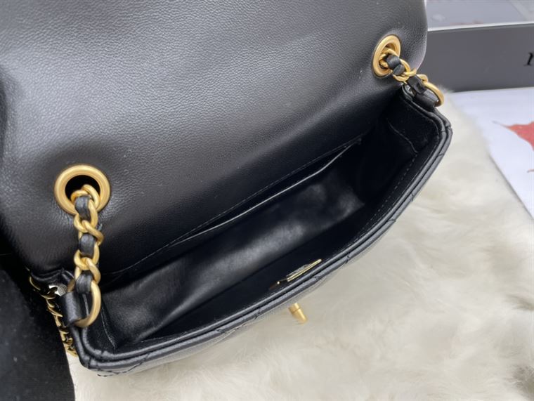 Mini Flap Bag Lambskin & Gold-Tone Metal Black – CB004