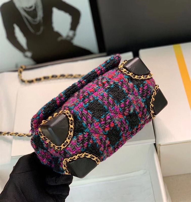 Mini Flap Bag Wool Tweed, Calfskin & Gold-Tone Metal – CB003
