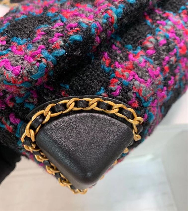 Mini Flap Bag Wool Tweed, Calfskin & Gold-Tone Metal – CB003