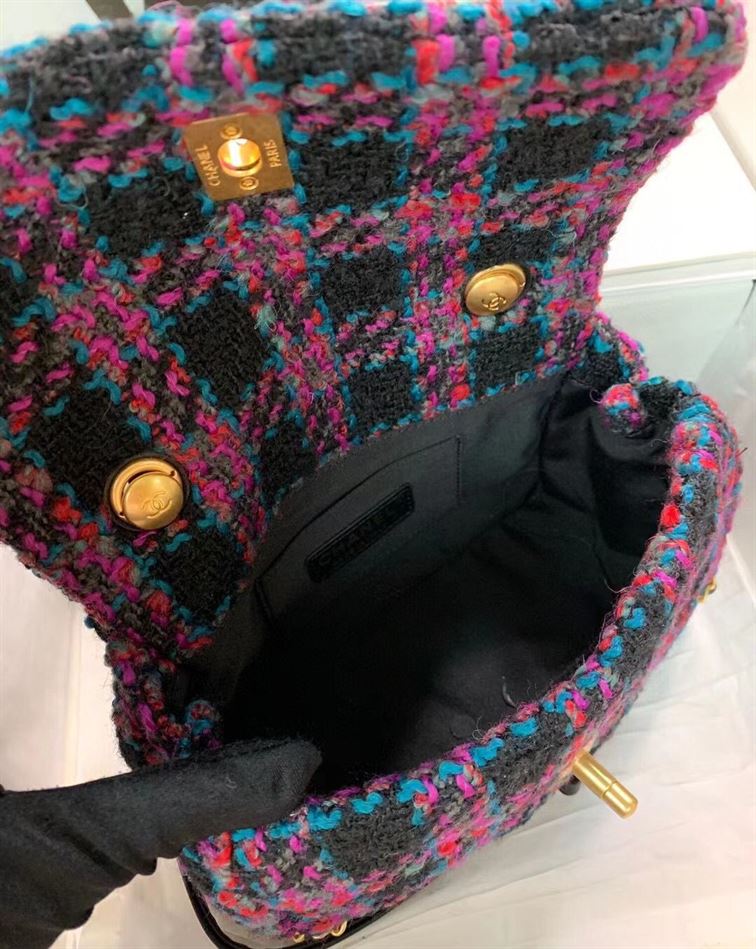 Mini Flap Bag Wool Tweed, Calfskin & Gold-Tone Metal – CB003