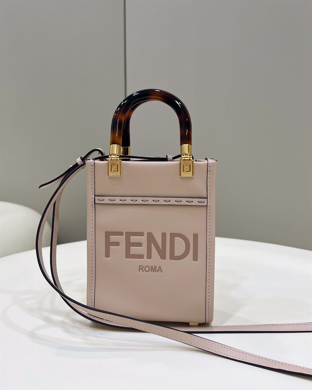Mini Sunshine Shopper Bag Pale pink leather – FB005