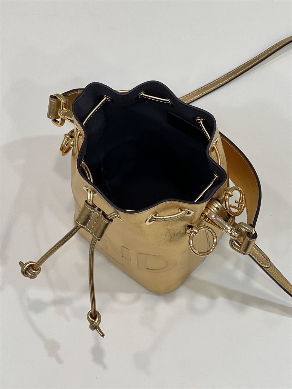 Mon Tresor Gold laminated leather mini bag – FB010