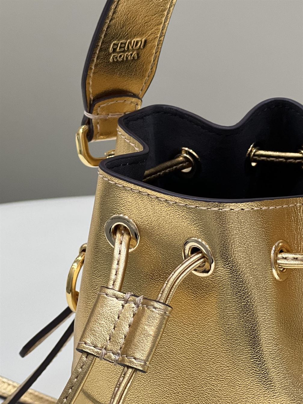 Mon Tresor Gold laminated leather mini bag – FB010