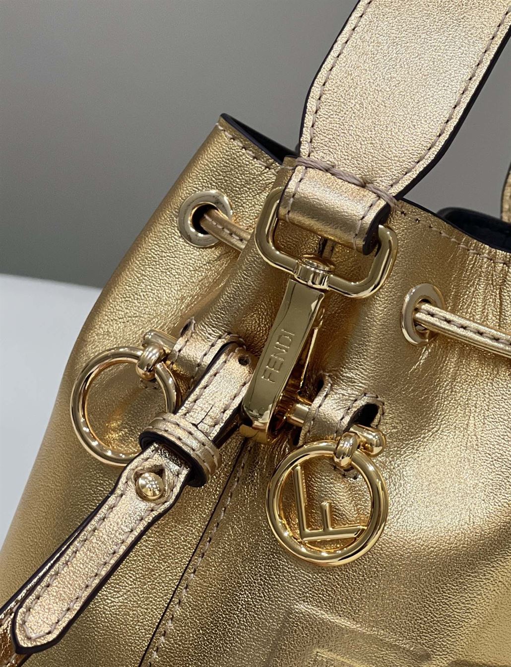 Mon Tresor Gold laminated leather mini bag – FB010