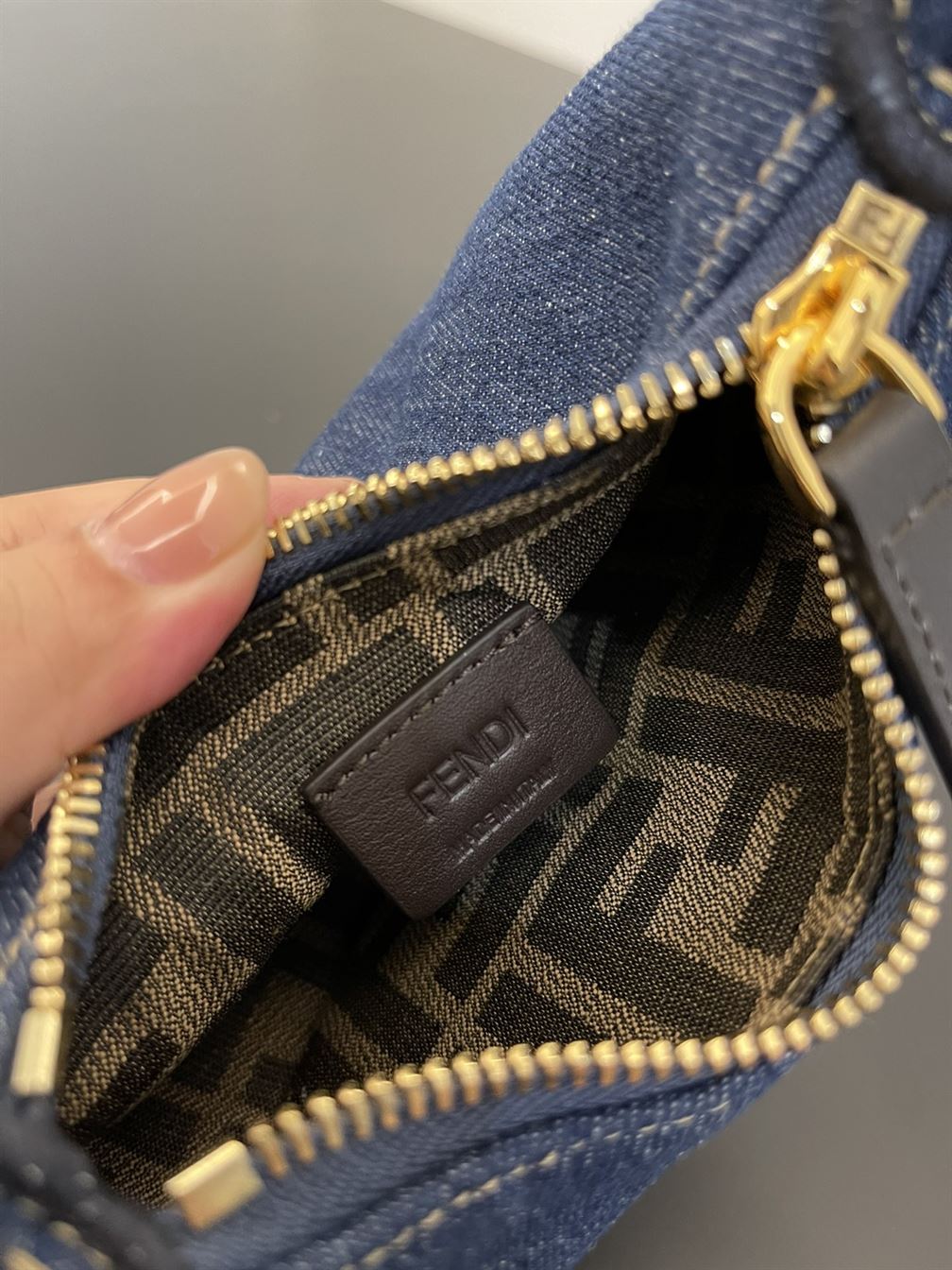 Nano Fendigraphy Hobo bag Blue denim charm – FB019