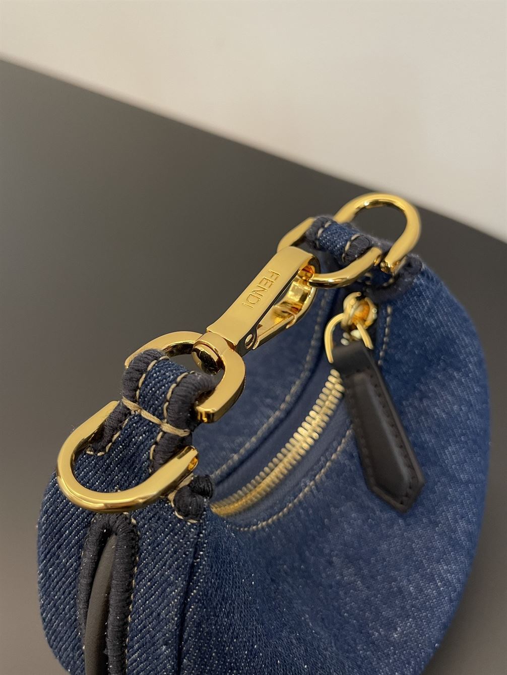 Nano Fendigraphy Hobo bag Blue denim charm – FB019