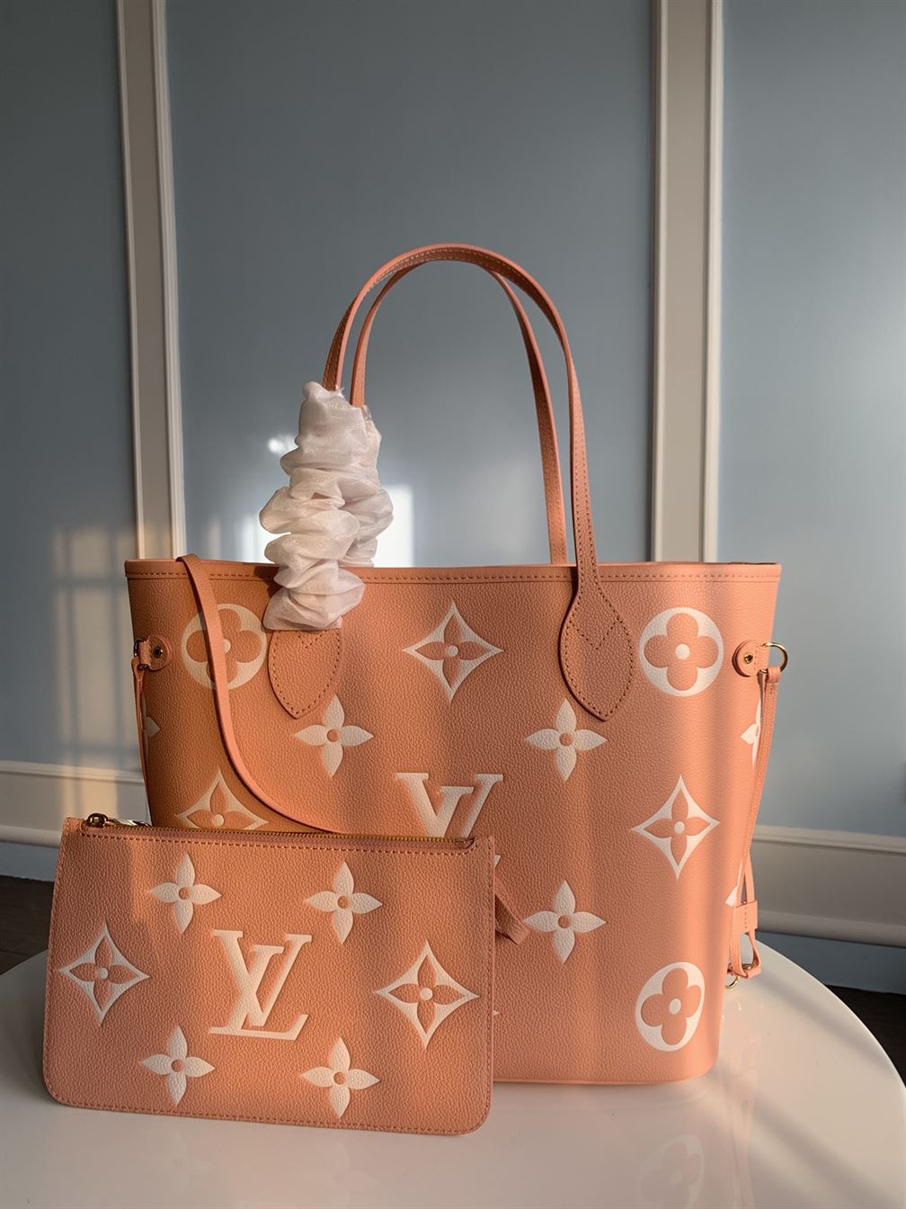 Neverfull MM tote bag Monogram Empreinte leather Pink – LB002