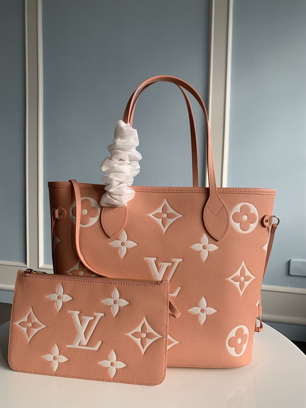 Neverfull MM tote bag Monogram Empreinte leather Pink – LB002