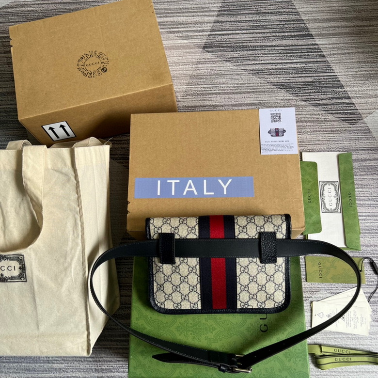 Ophidia belt bag Beige and blue GG Supreme canvas – GB034