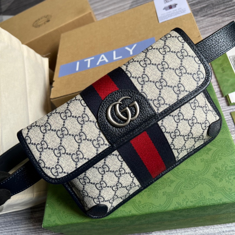 Ophidia belt bag Beige and blue GG Supreme canvas – GB034