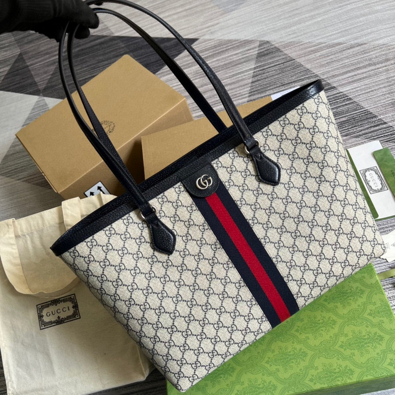 Ophidia medium GG tote Beige and blue - GB043
