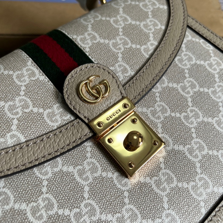 Ophidia small GG top handle bag Beige and white - GB055