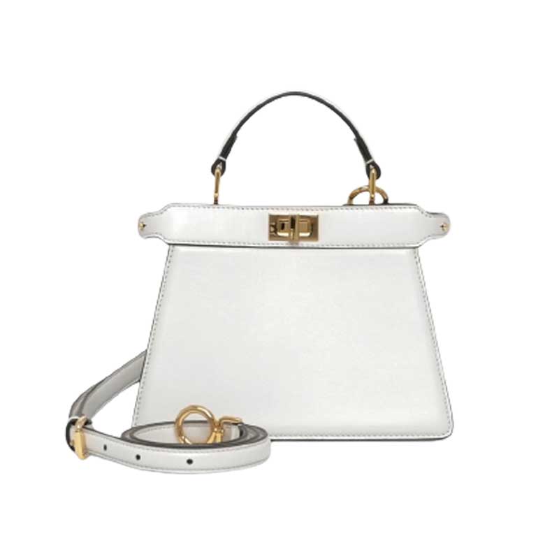 Peekaboo ISeeU Petite White padded nappa leather bag – FB022