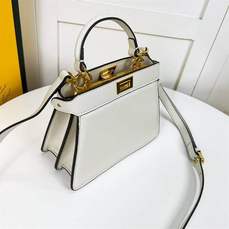 Peekaboo ISeeU Petite White padded nappa leather bag – FB022