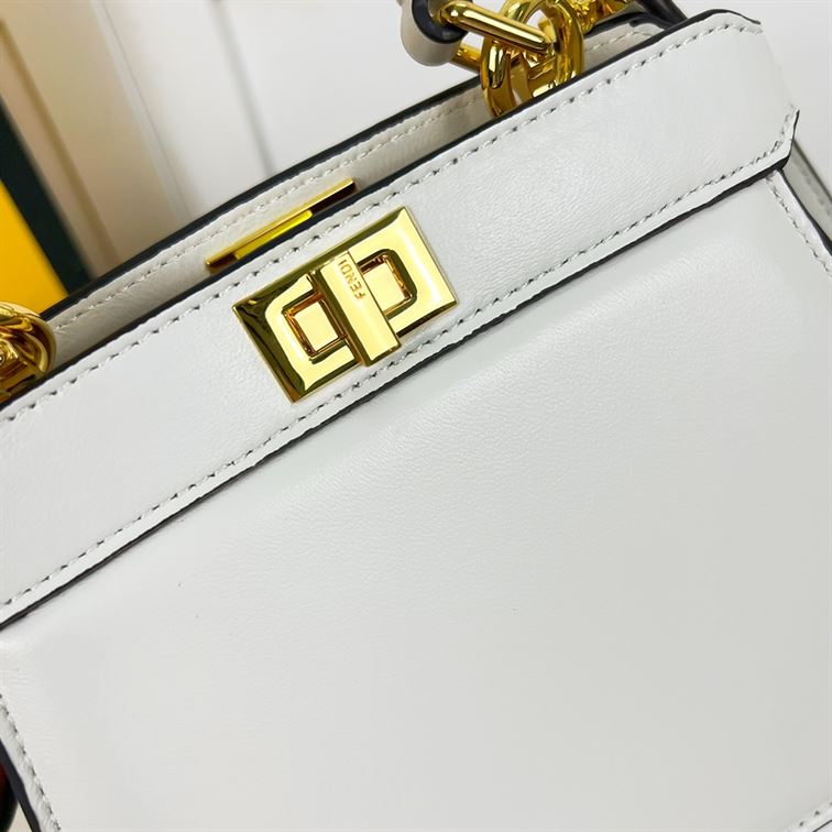 Peekaboo ISeeU Petite White padded nappa leather bag – FB022