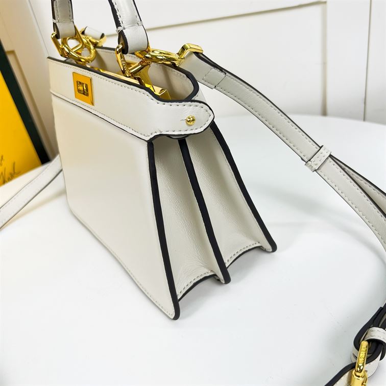 Peekaboo ISeeU Petite White padded nappa leather bag – FB022
