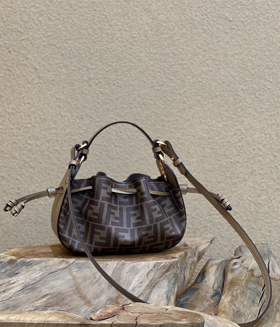 Pomodorino Brown FF fabric mini-bag – FB021