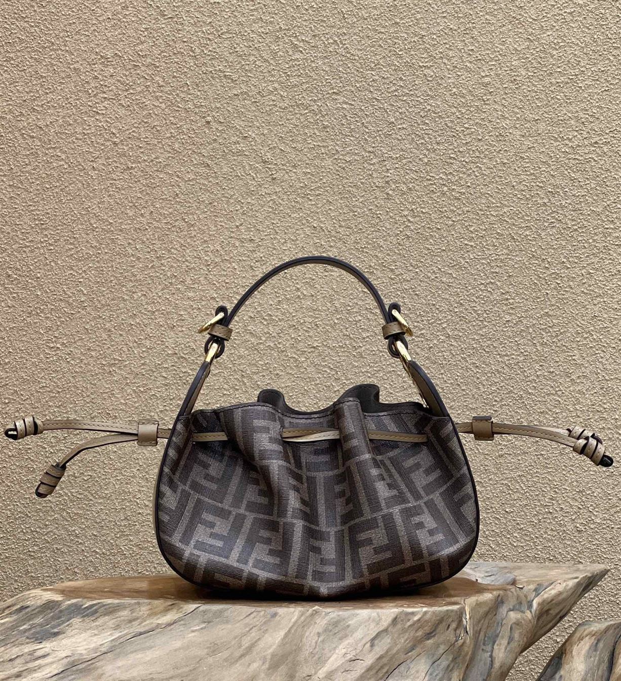 Pomodorino Brown FF fabric mini-bag – FB021