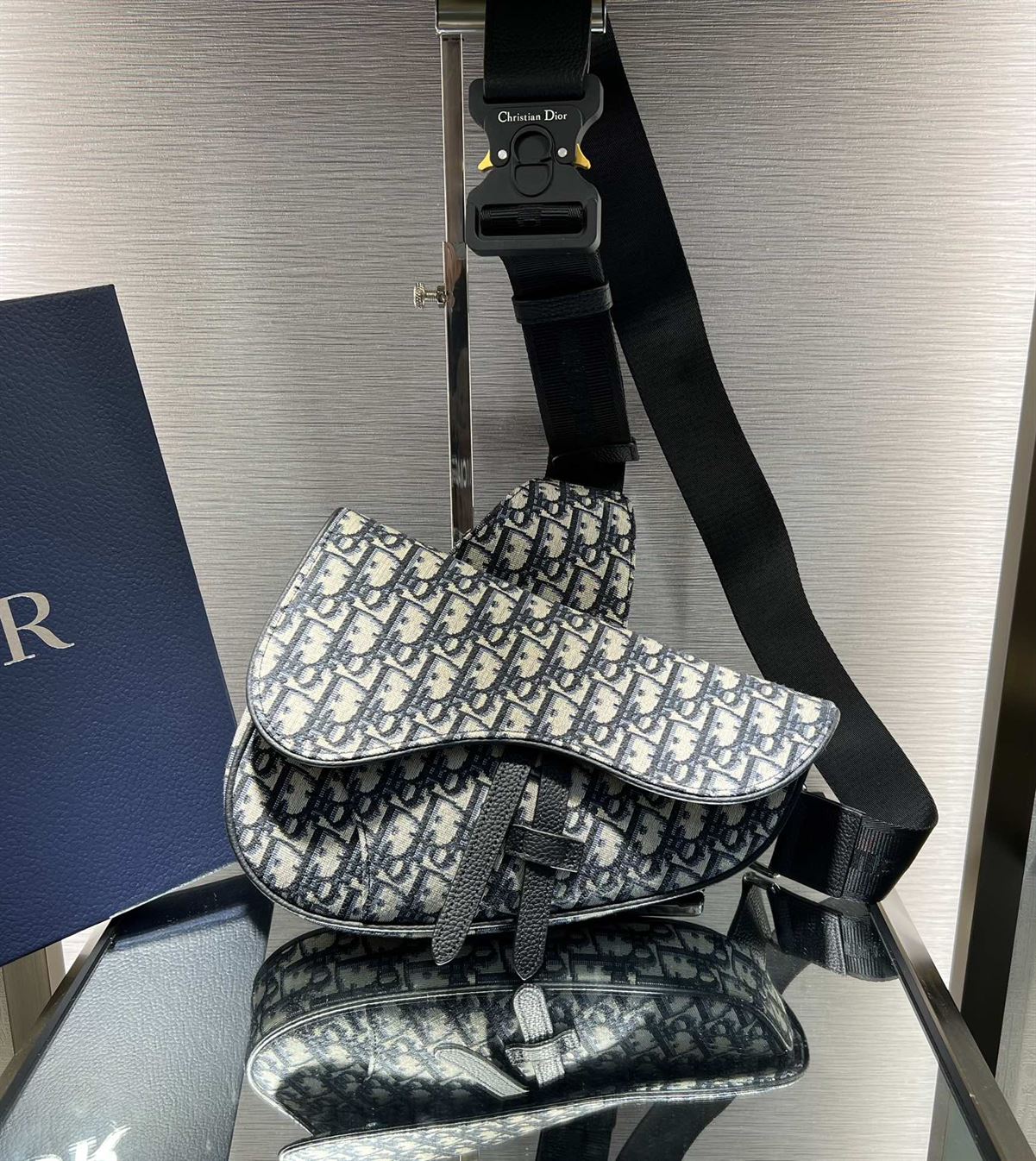 Saddle bag Beige and Black Dior Oblique Jacquard – DB012