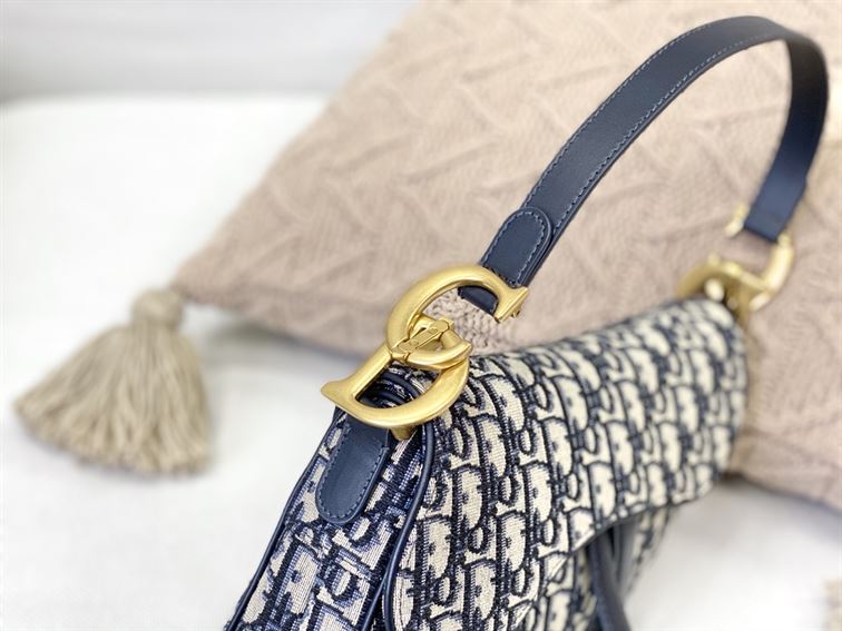 Saddle bag with Strap blue Dior Oblique jacquard – DB002