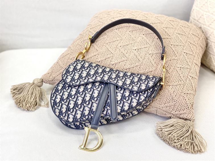 Saddle bag with Strap blue Dior Oblique jacquard – DB002