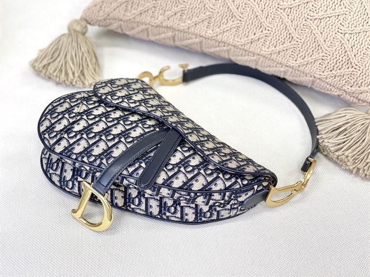 Saddle bag with Strap blue Dior Oblique jacquard – DB002