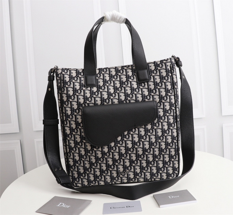 Saddle tote bag with Shoulder Strap Beige and Black – DB019