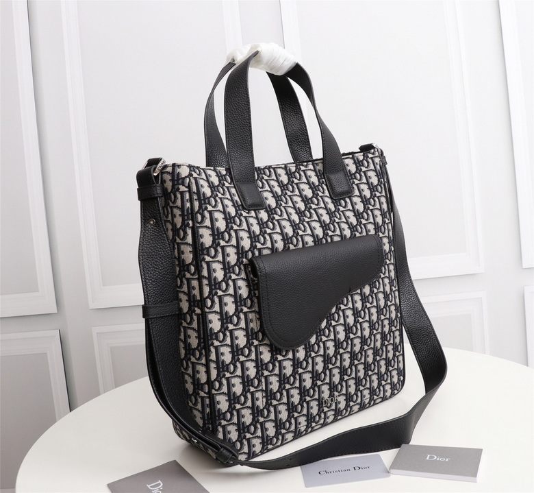 Saddle tote bag with Shoulder Strap Beige and Black – DB019