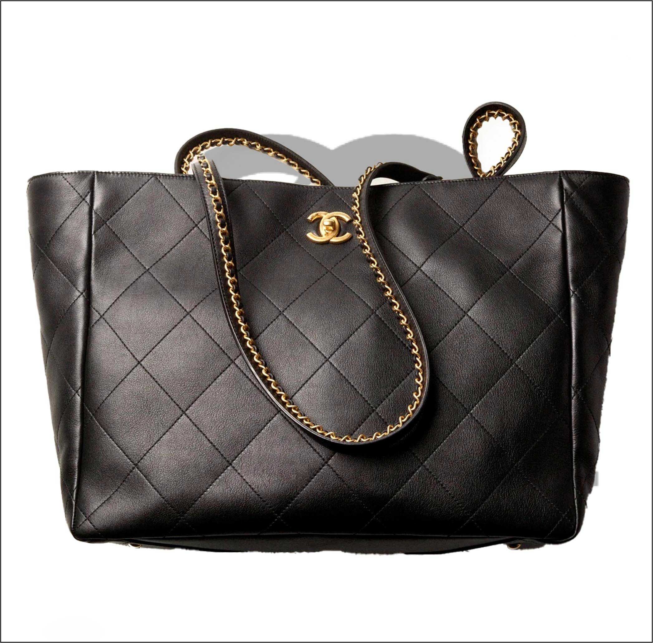 Shopping Bag Calfskin & Gold-Tone Metal Black – CB020