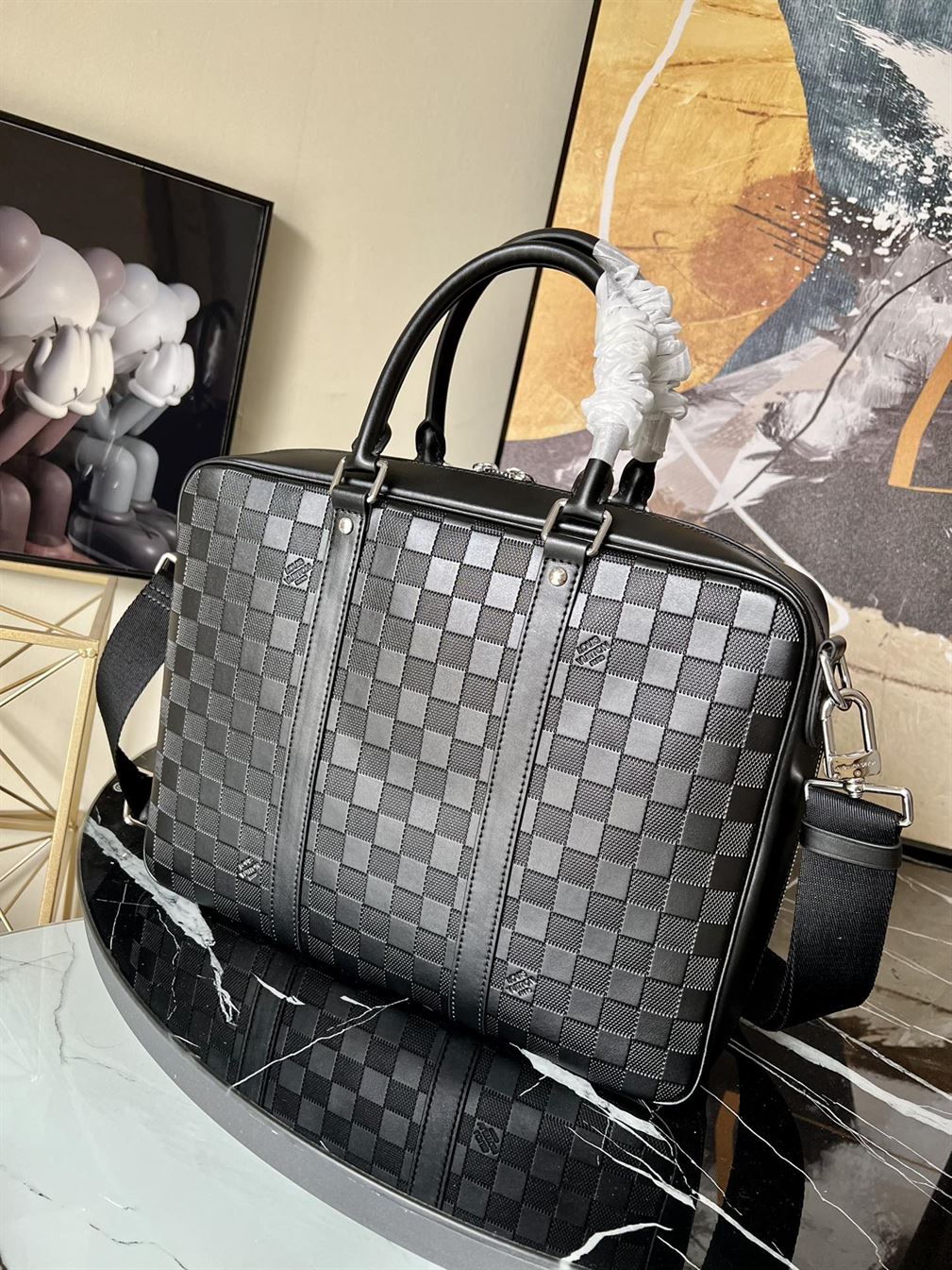 Sirius Briefcase Damier Infini Onyx cowhide leather – LB020