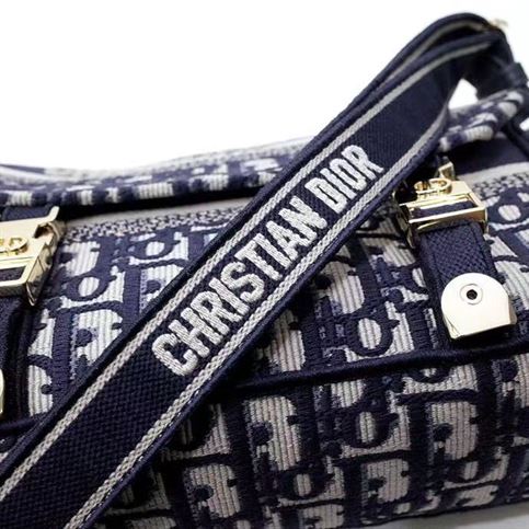 Small DiorCamp Bag Blue Dior Oblique Embroidery – DB008