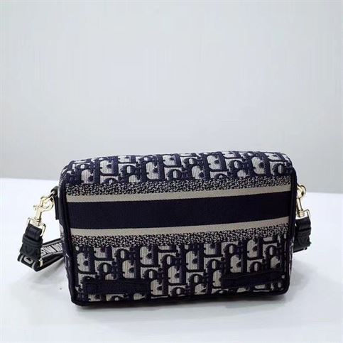Small DiorCamp Bag Blue Dior Oblique Embroidery – DB008