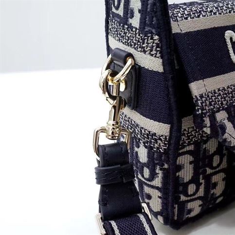 Small DiorCamp Bag Blue Dior Oblique Embroidery – DB008