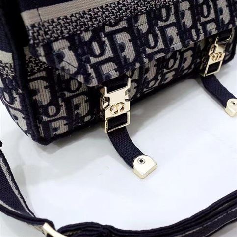 Small DiorCamp Bag Blue Dior Oblique Embroidery – DB008