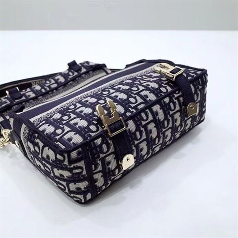 Small DiorCamp Bag Blue Dior Oblique Embroidery – DB008