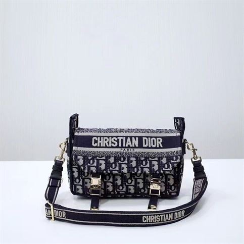 Small DiorCamp Bag Blue Dior Oblique Embroidery – DB008