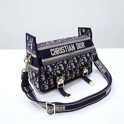Small DiorCamp Bag Blue Dior Oblique Embroidery – DB008
