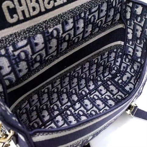 Small DiorCamp Bag Blue Dior Oblique Embroidery – DB008