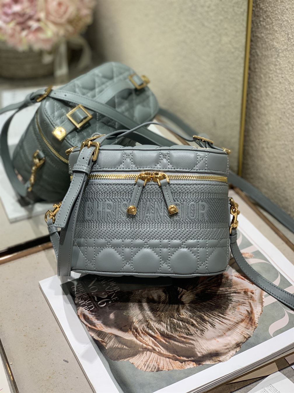 Small DiorTravel vanity case Gray Lambskin – DB007