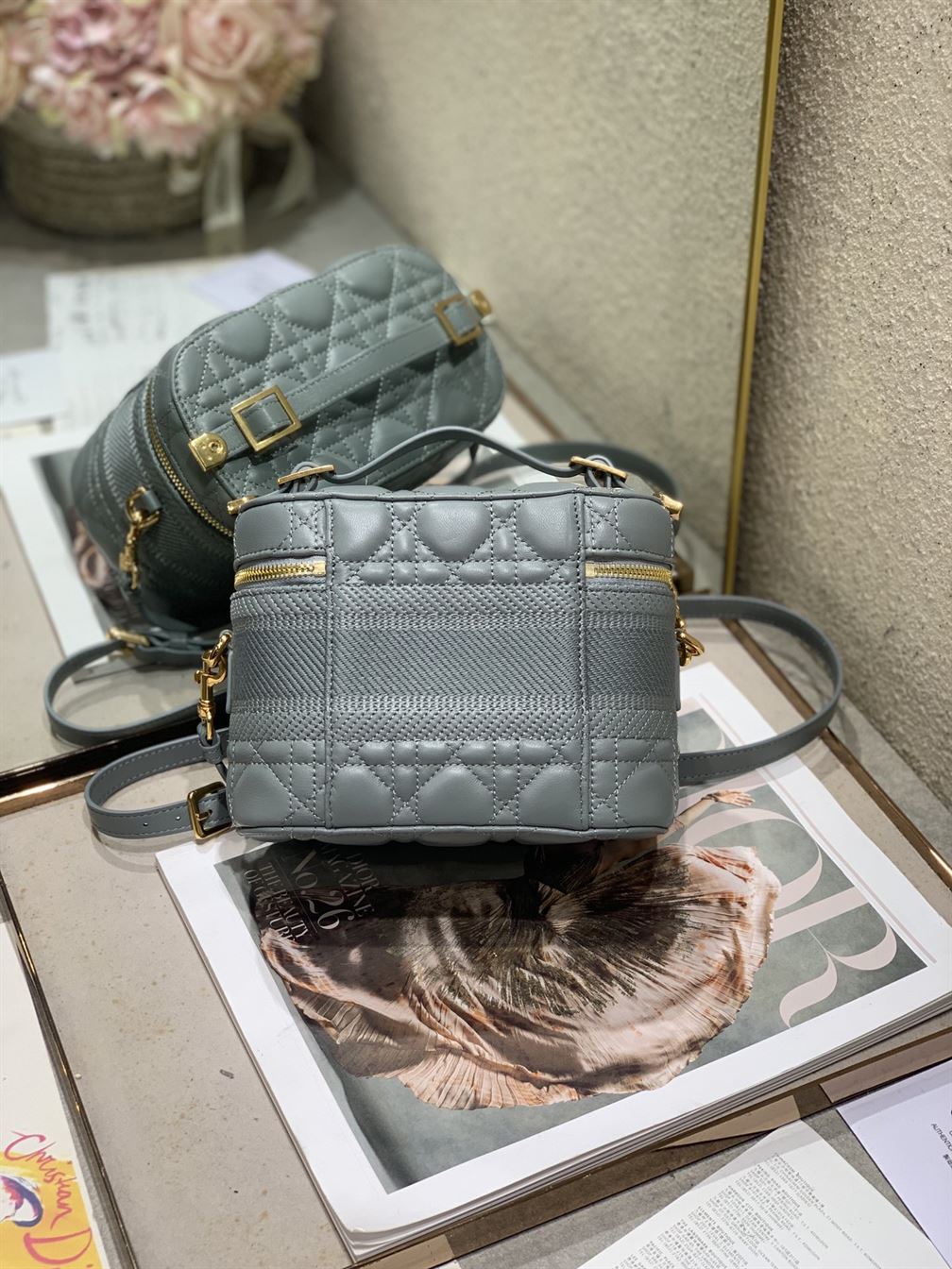Small DiorTravel vanity case Gray Lambskin – DB007