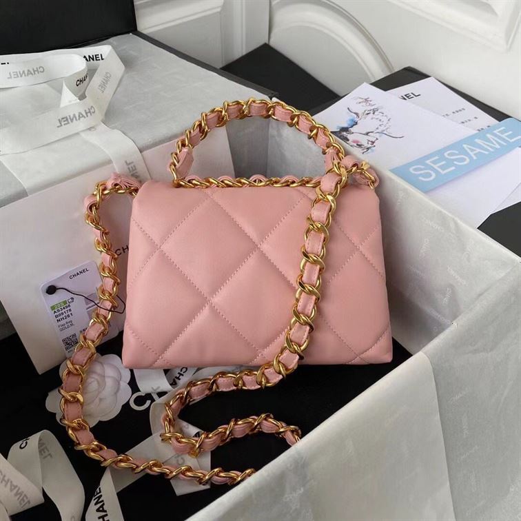 Small Flap Bag Lambskin & Gold-Tone Metal Light Pink – CB012
