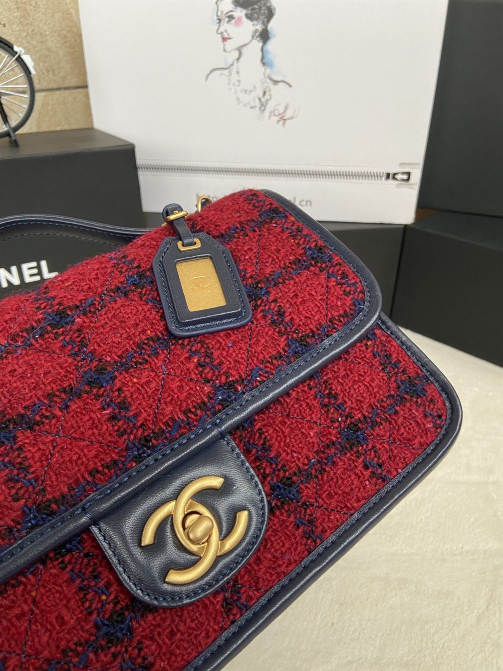 Small Flap Bag with Top Handle Red, Navy Blue & Multicolor – CB011
