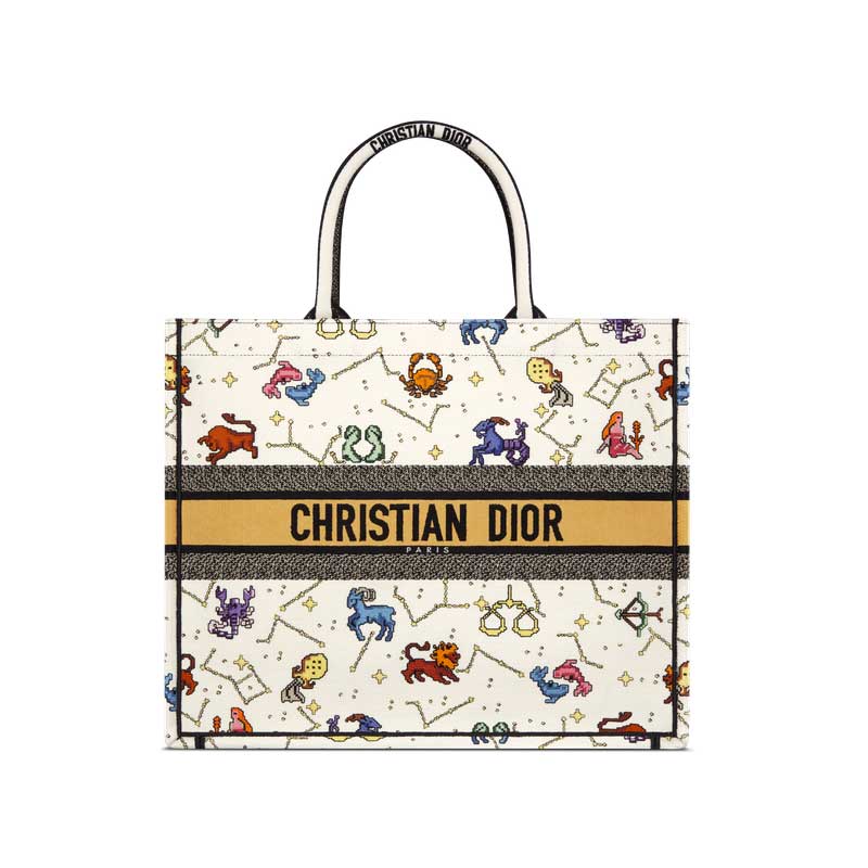 Dior Book Tote latte multicolor Dior Pixel Zodiac – DB005