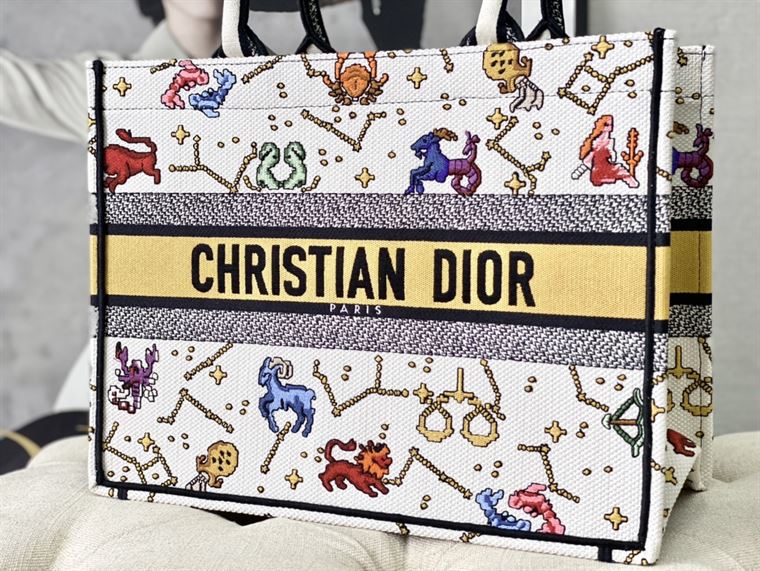 Dior Book Tote latte multicolor Dior Pixel Zodiac – DB005