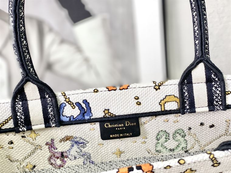 Dior Book Tote latte multicolor Dior Pixel Zodiac – DB005