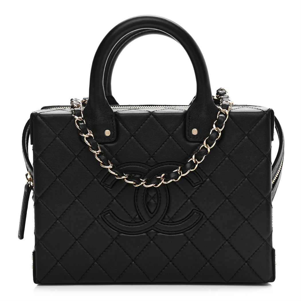 Vanity Case Calfskin & Gold-Tone Metal Black – CB009