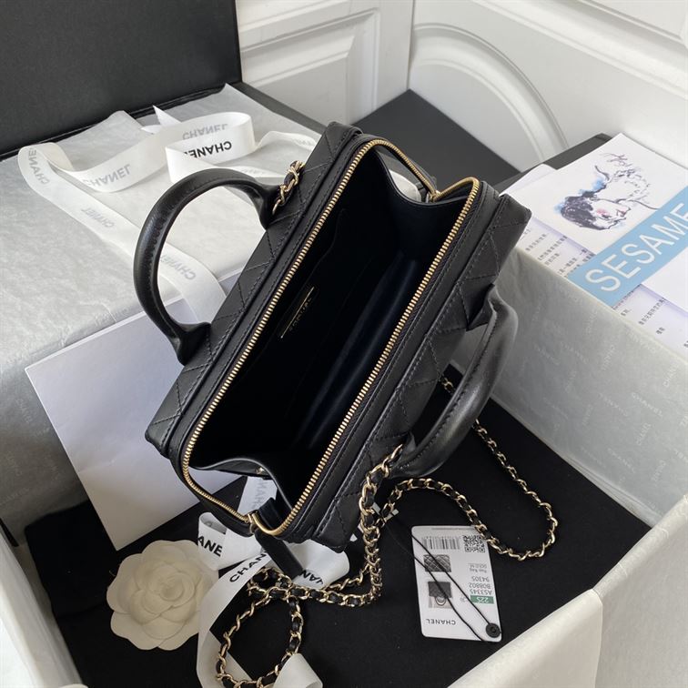 Vanity Case Calfskin & Gold-Tone Metal Black – CB009